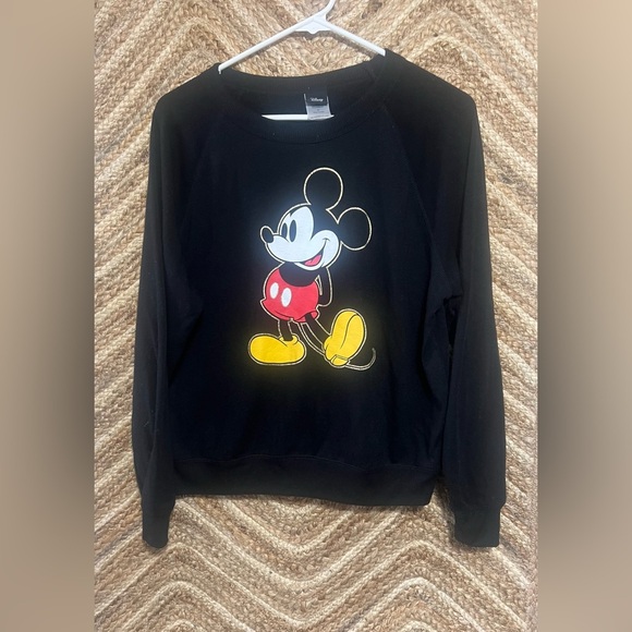 Disney Girl's Mickey Mouse Graphic Black Crewneck Sweater,Pullover,Size M - Picture 1 of 9
